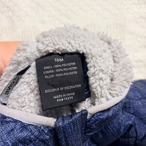 Snozu Navy Quilted Baby onesie with Soft Gray Interior Size 18 month